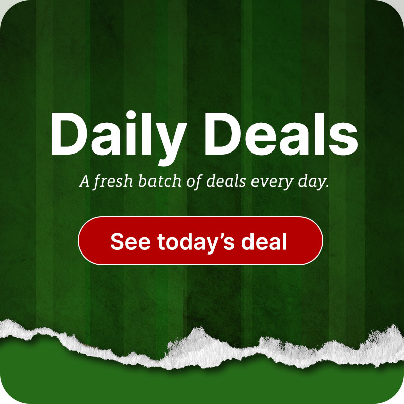 A green banner with a torn paper edge that reads Daily Deals