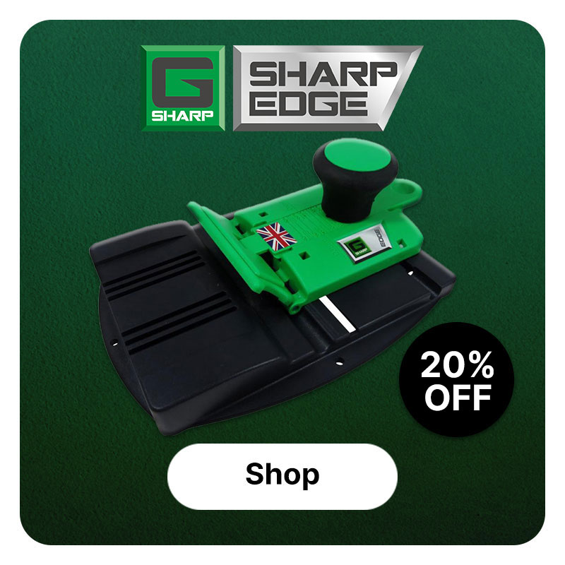 A G-sharp sharpener system on a green background