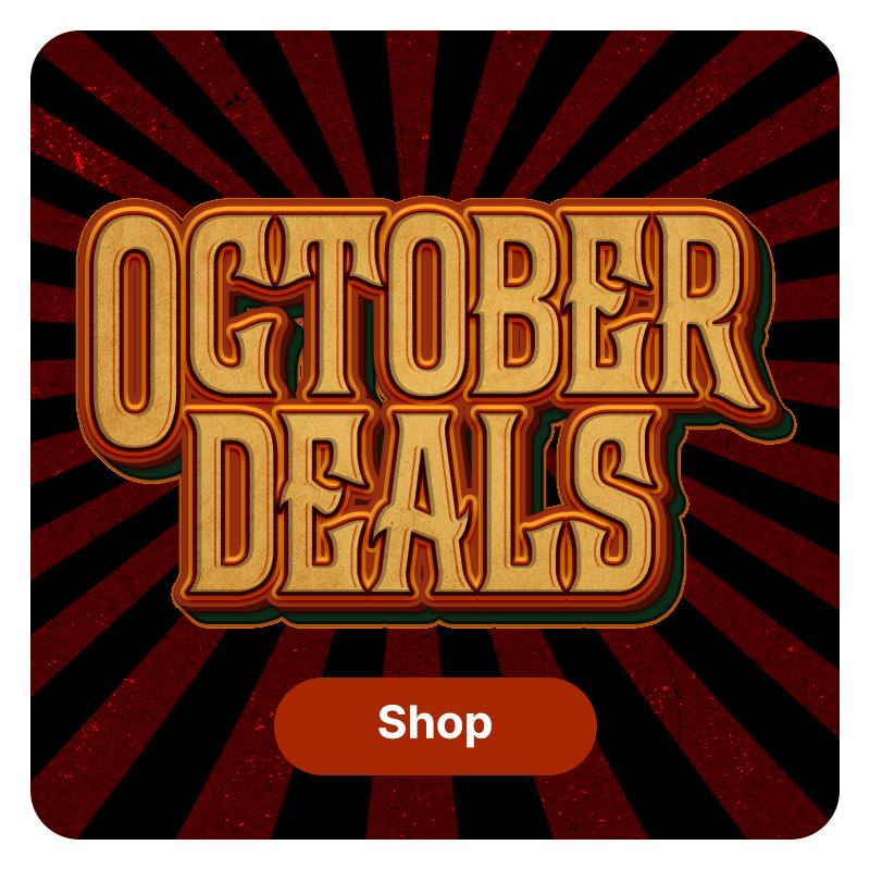 The words October Deals in a spooky font.