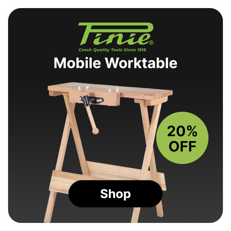 A pinie mobile worktable on a gray background. 