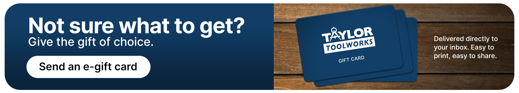 3 gift cards on a wooden table