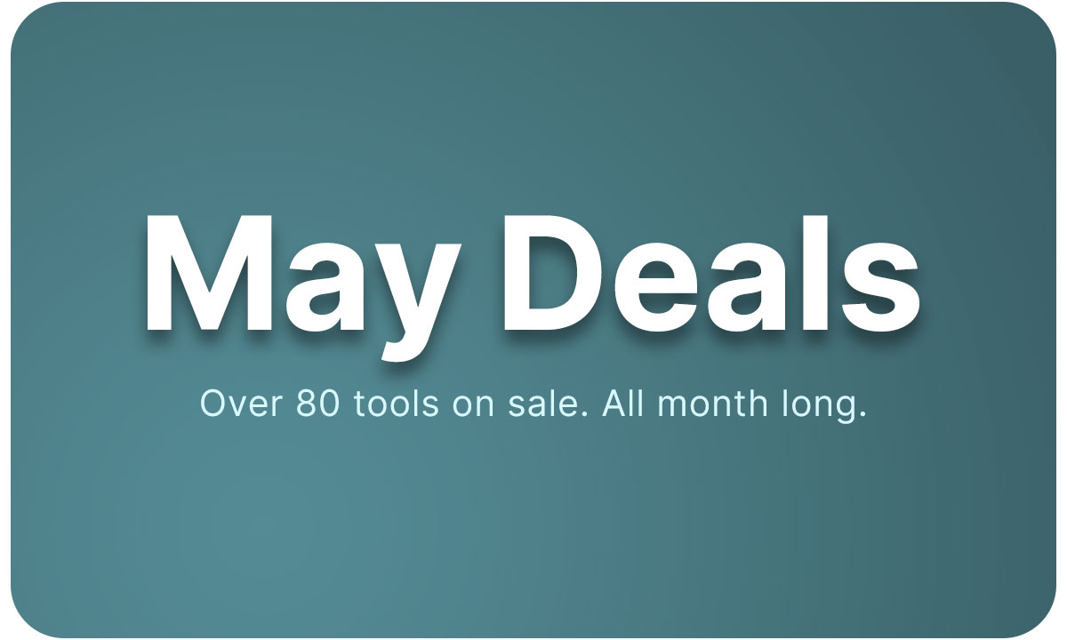 May Deals on a greenish blue background