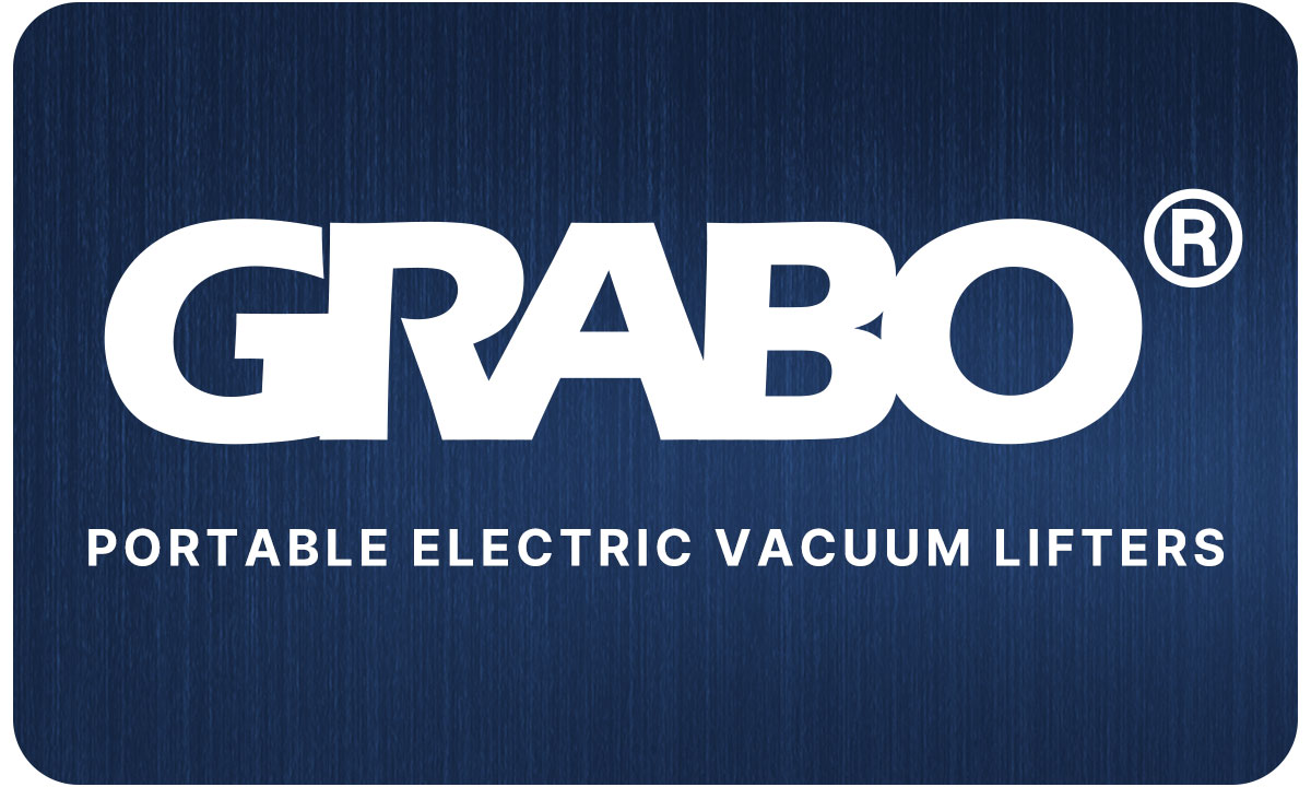 A white GRABO logo on a blue background. 