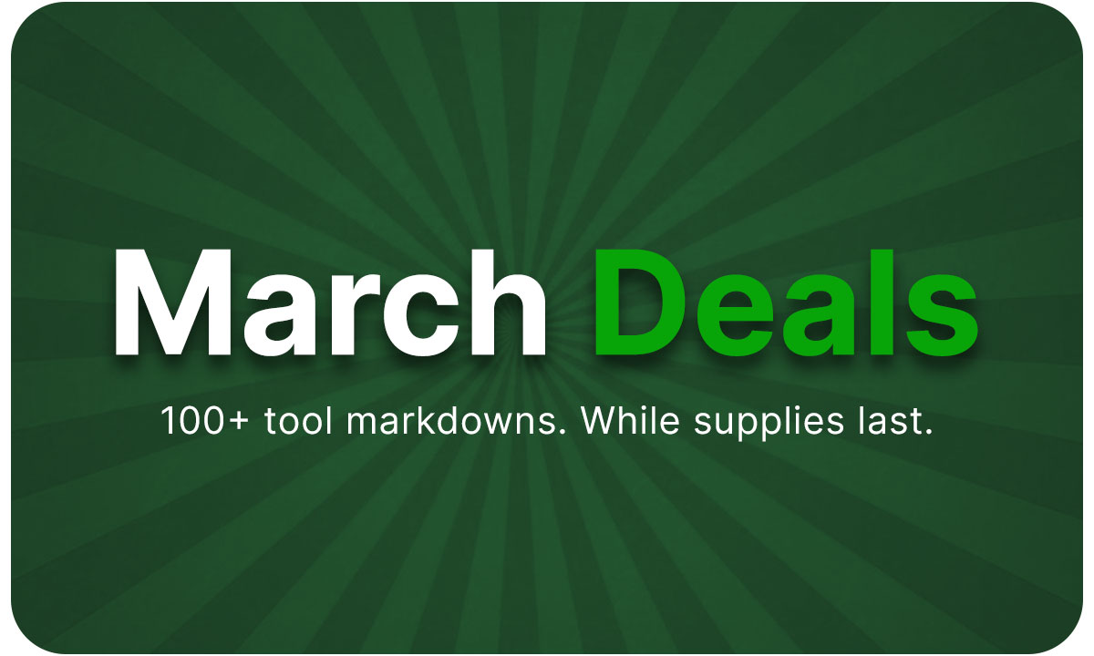 the words March Deals on a green background with an big starburst