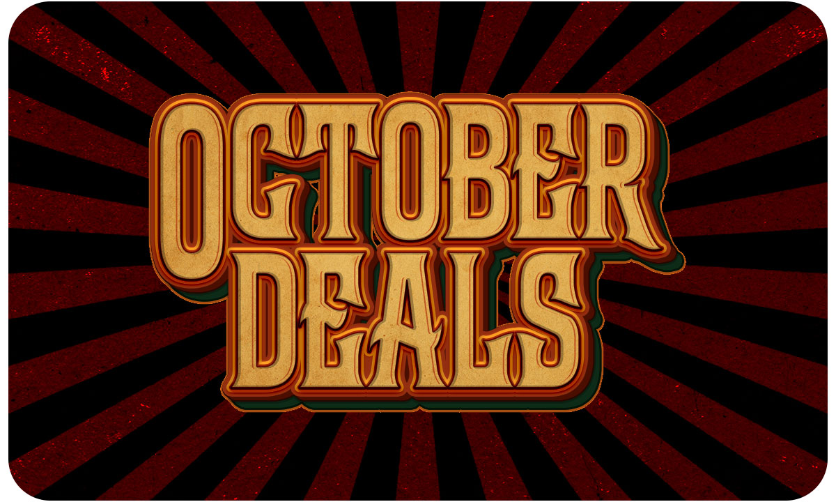 The words October Deals in a spooky font.