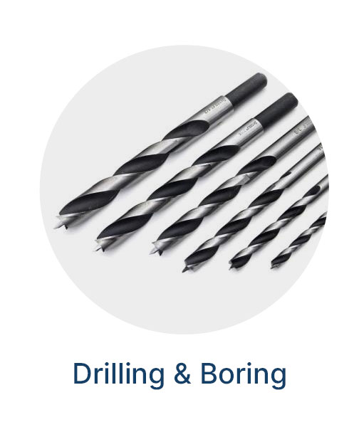 A drill bit set on a gray background
