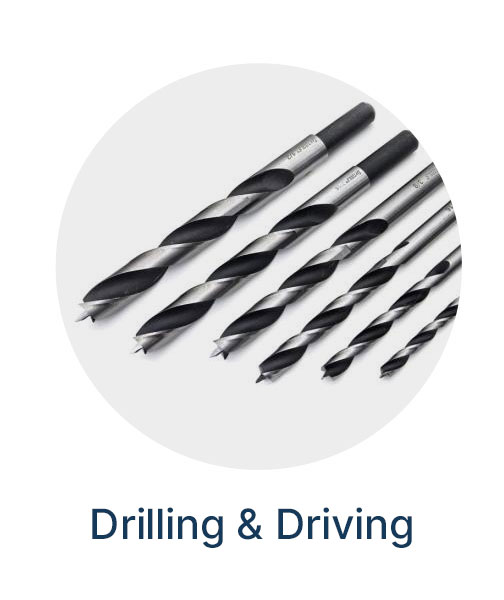 A drill bit set on a gray background