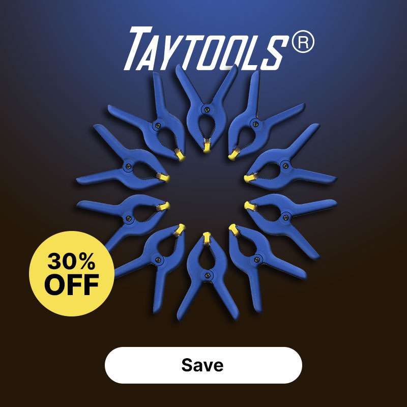 10 Taylor Tool spring clamps on a blue background