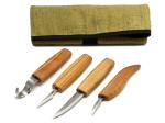 BeaverCraft BVR153 - 4-Piece Wood Carving Knife Set with a Tool Roll