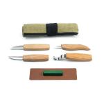 BeaverCraft BVR168 - Wood Carving Tool Set for Spoon Carving (4 tools in roll + accessories)