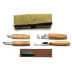 BeaverCraft BVR169 - Spoon Carving with compact chisel Set (4 tools in roll + accessories)