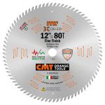 CMT Orange Tools CMT136 - ITK Xtreme Orange Chrome Thin Kerf 12" Fine Finish Crosscut Blade, 80-Teeth, Alternate Top Bevel 0.118" Kerf