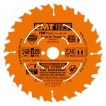 CMT Orange Tools CMT141 - ITK PLUS Track Saw Blade (compatible with Festool), 160mm, 24-Teeth, 20mm Arbor, Alternate Top Bevel Grind, PTFE Coated