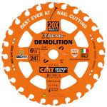 CMT Orange Tools CMT455 - CMT Xtreme Demolition Saw Blade for Nail Cutting with Cordless & Corded Circular Saws 24T