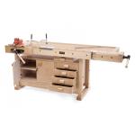 Ramia RA107 - PRO-AMS2100 Premium Monster 2100 Joiner's Bench with 75" x 24" with 2" Thick Top with PRO-II Storage Cabinet & PROFI Accessory Kit (DCE)