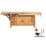 Sjobergs SJ119 - Elite 2500C Workbench with Clamping Platform, Storage Cabinet and Accessory Kit 95" x 29" with 3-3/8" Top
