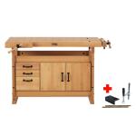 Sjobergs SJ123 - European Beech Nordic Pro 1400 with Storage Cabinet and Accesssory Kit 56" x 24" x 1-1/8" Thick Top