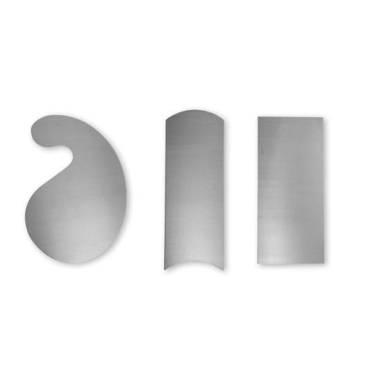 Taytools 3-Piece Set with Rectangle, Gooseneck, Curved  Cabinet Scrapers .032" Thick 1074 Carbon Tempered Spring Steel with Polished Surfaces HRC 50