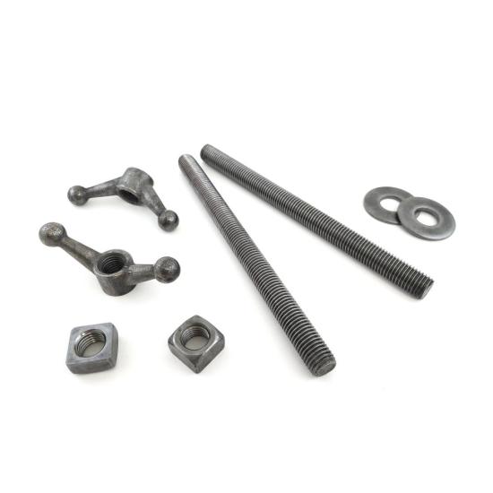 Twin Screw Vise with 10" Long 3/4"-10 Threaded Rods, 4-1/2" Cast Knobs, Square Nuts and Washers