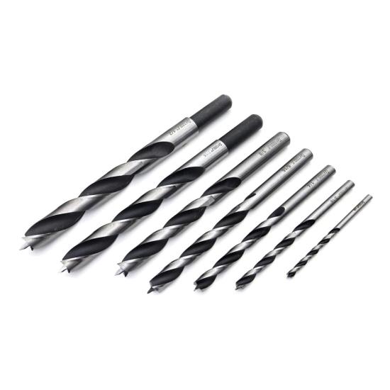 7 Piece Brad Point Drill Bit Set 1/8" to 1/2" C70 CV Steel