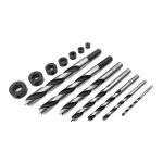 Taytools TT521 - 14-Piece Brad Point Drill Bit and Depth Stop Collar Set 1/8" to 1/2"
