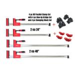 Taytools TT667 - 12-Piece HD Parallel Clamp Set with 4 Clamps (2 each 24" and 48"), Corner Blocks Set & Glue-Up Joints Bridge Set