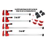 Taytools TT668 - 12-Piece MD Parallel Clamp Set with 4 Clamps (2 each 24" & 2 each 48"), Corner Blocks Set & Glue-Up Joint Bridge Set