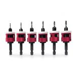 Taytools TT683 - 6-Piece Set Carbide Tipped Countersinks with Non-Mar Adjustable Rotating Depth Stops and Quick Release Hex Shanks