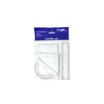 Taytools TT717 - Plastic 4 Piece Geometry Marking Set Includes 15Cm Ruler 180 Protractor 45 Marking Triangle 60 Marking Triangle