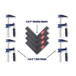 Taytools TT726 - 4 Pc 8 Glass Reinforced Clamping Squares With 4 Pc 6 F Style Clamps