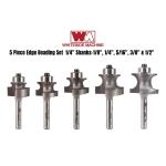 Whiteside WS274 - 1/4" Shank Edge Beading Set - 1/8", 1/4", 5/16", 3/8", 1/2" Bead Diameter
